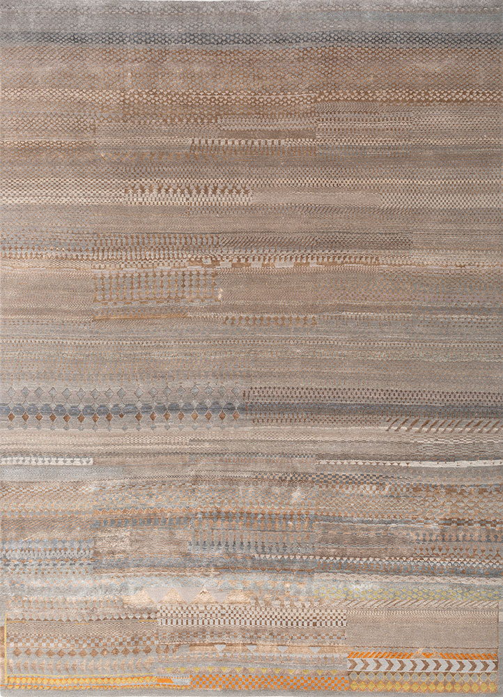 manchaha grey and black wool and bamboo silk hand knotted Rug - HeadShot