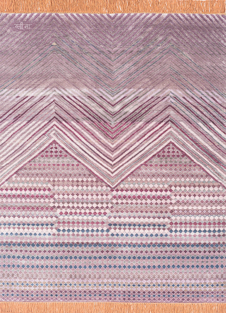 manchaha pink and purple wool and bamboo silk hand knotted Rug - HeadShot