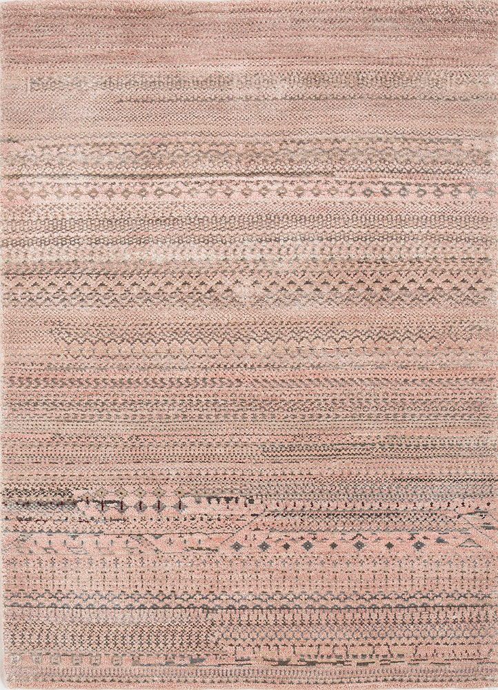 manchaha pink and purple wool and bamboo silk hand knotted Rug - HeadShot