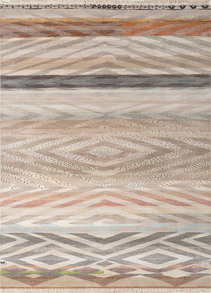 manchaha grey and black wool and bamboo silk hand knotted Rug - HeadShot