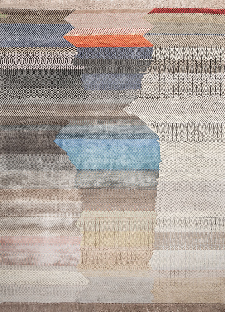 manchaha ivory wool and bamboo silk hand knotted Rug - HeadShot
