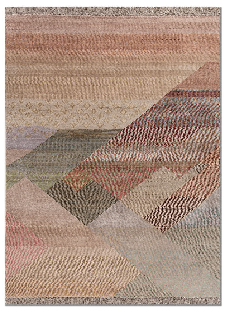 manchaha pink and purple wool and bamboo silk hand knotted Rug - HeadShot