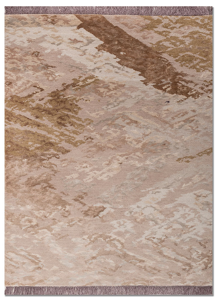 manchaha pink and purple wool and bamboo silk hand knotted Rug - HeadShot
