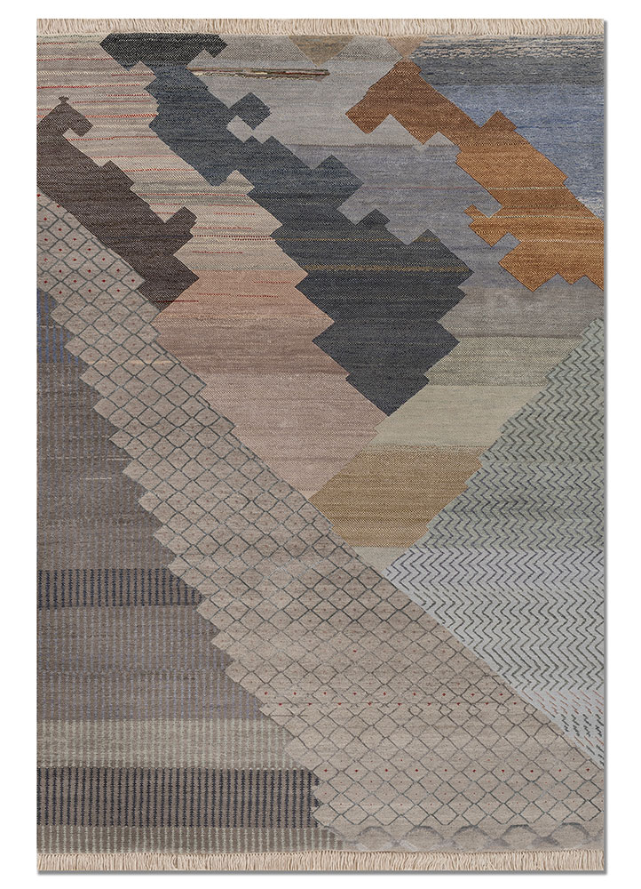 manchaha grey and black wool and bamboo silk hand knotted Rug - HeadShot