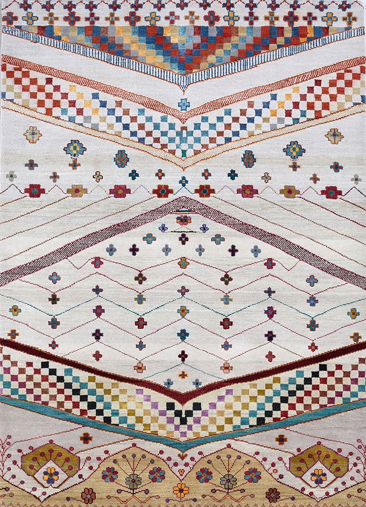 manchaha multi wool and bamboo silk hand knotted Rug - HeadShot