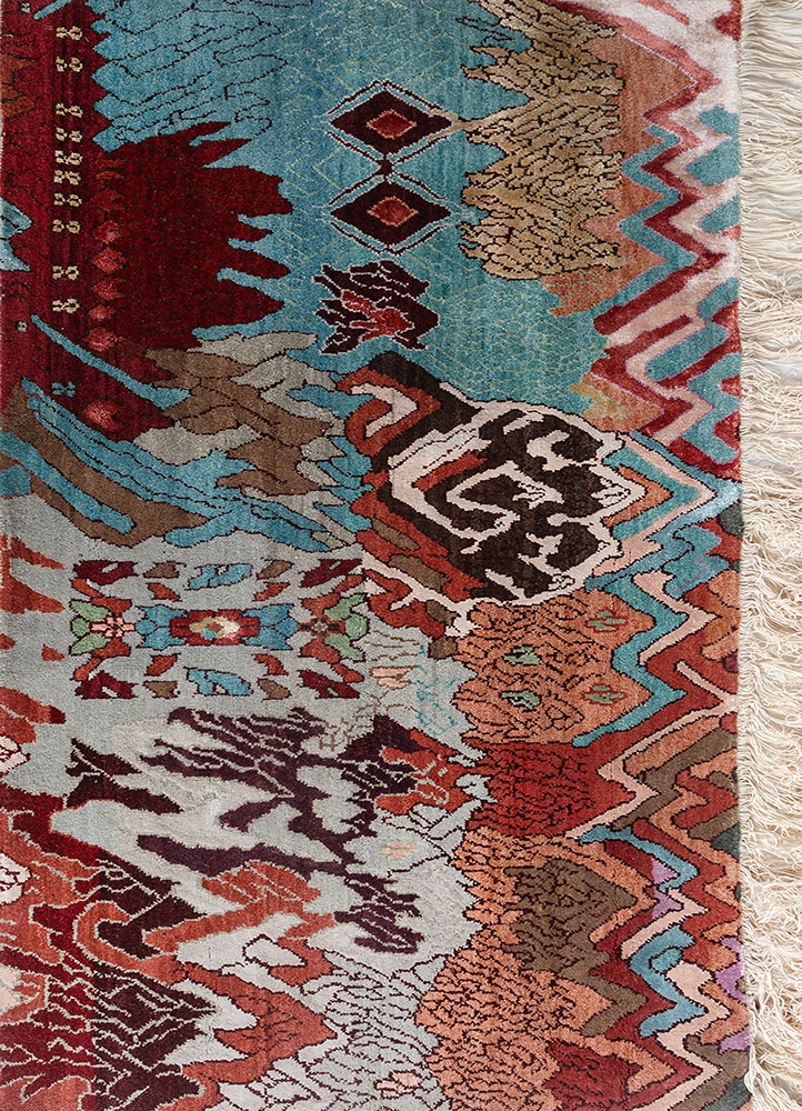 manchaha ivory wool and bamboo silk hand knotted Rug - HeadShot