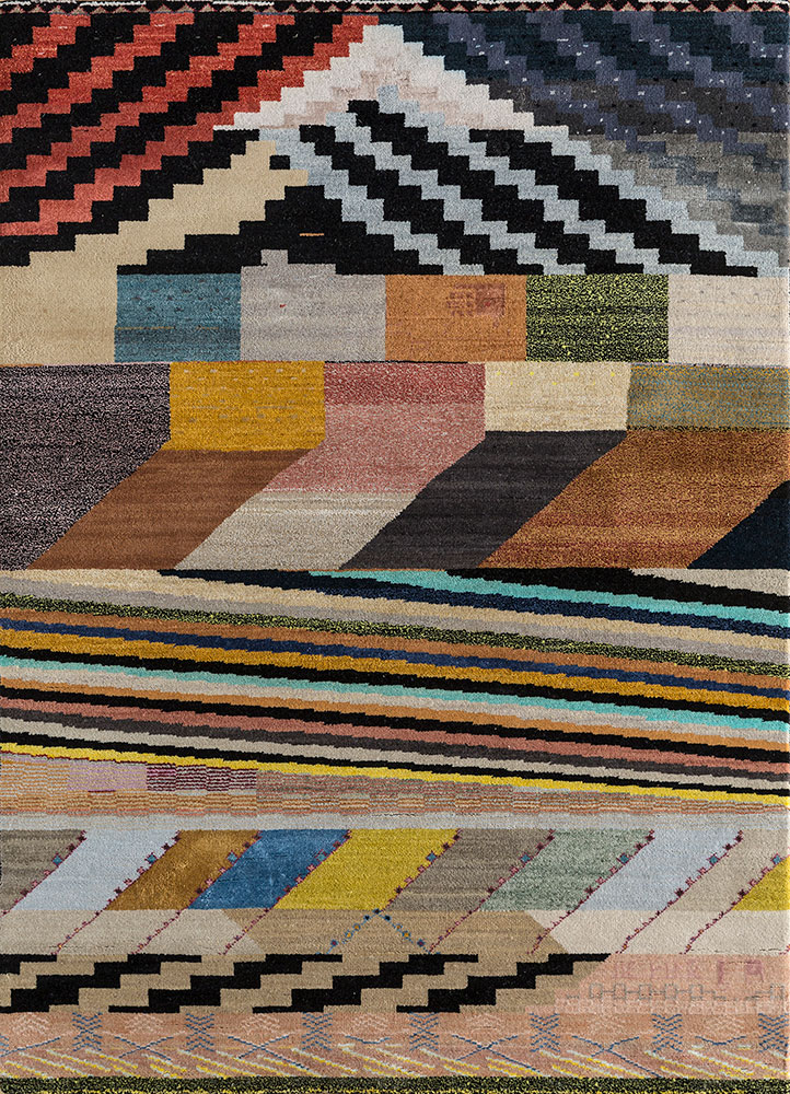 manchaha multi wool and bamboo silk hand knotted Rug - HeadShot