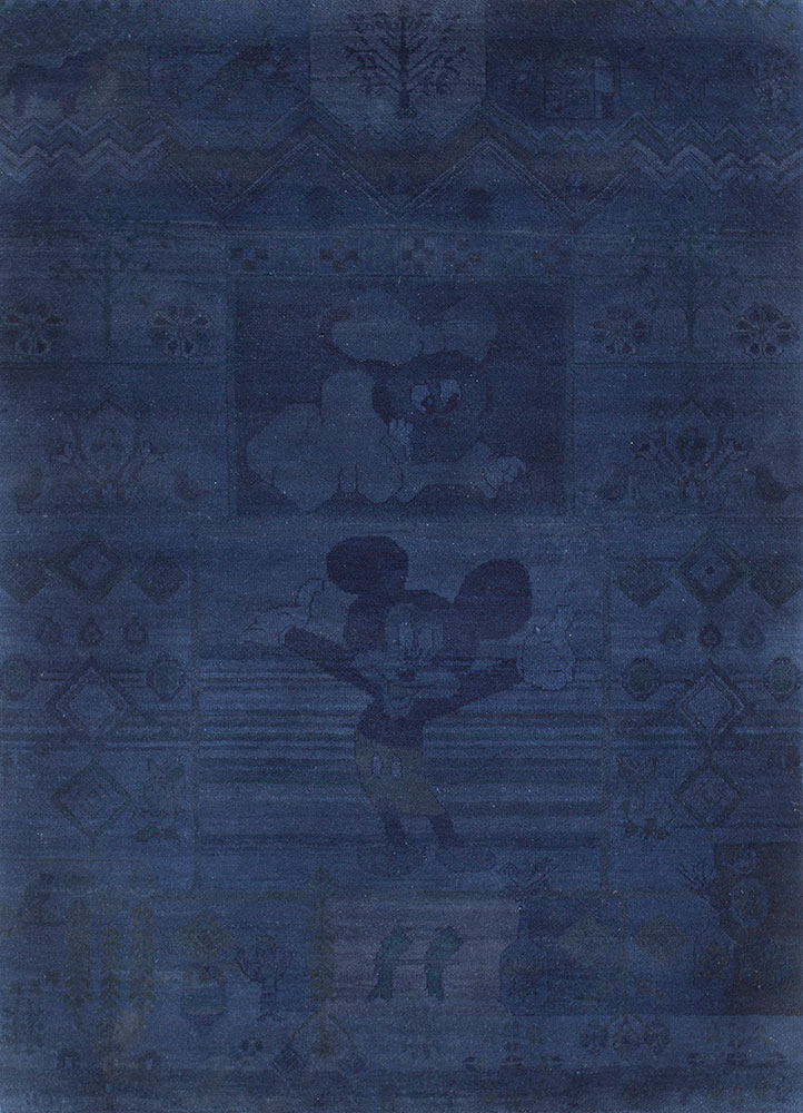 manchaha blue wool and bamboo silk hand knotted Rug - HeadShot