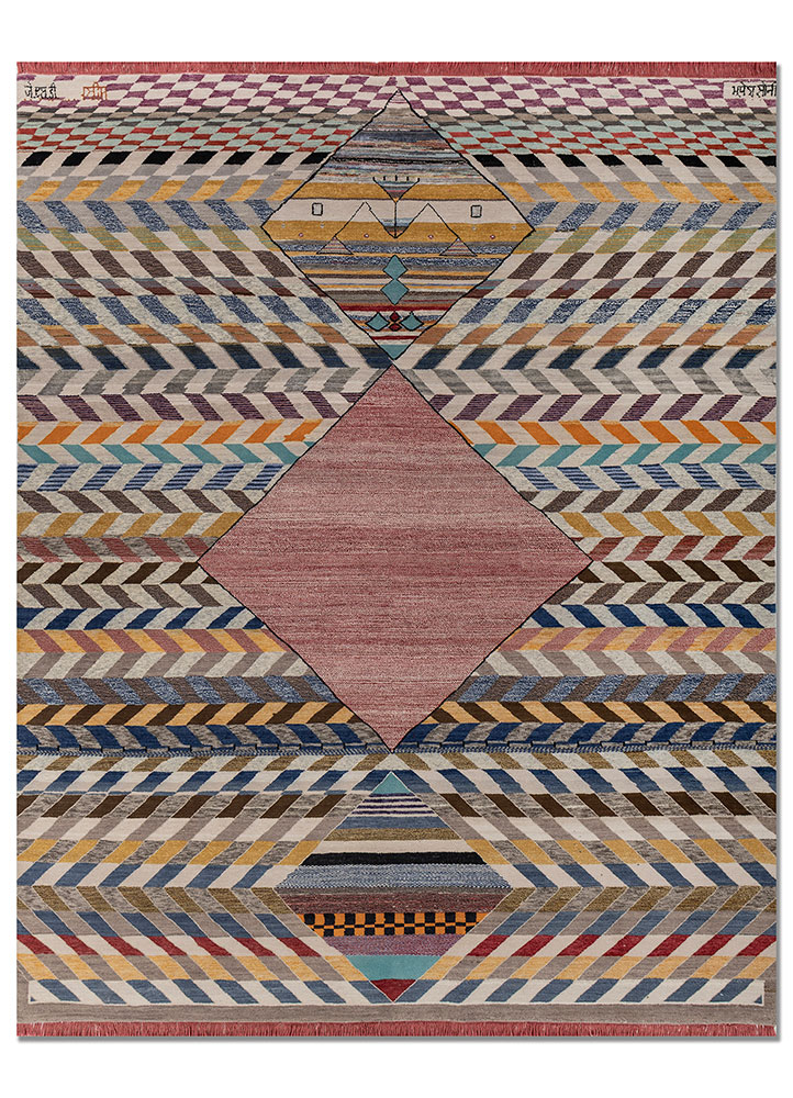 freedom manchaha blue wool and bamboo silk hand knotted Rug - HeadShot