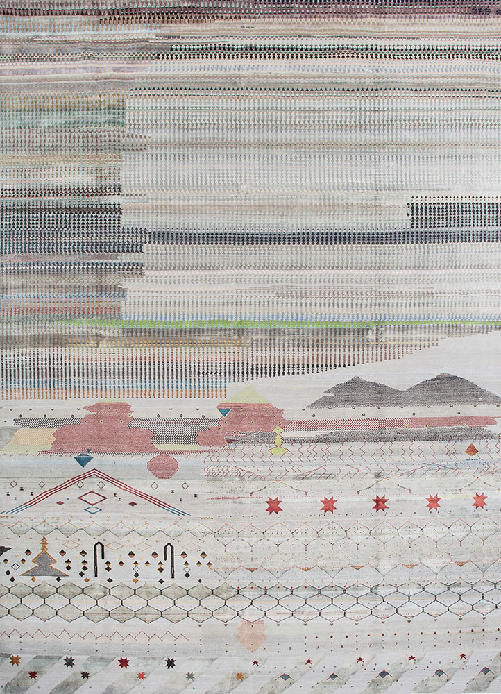 freedom manchaha blue wool and bamboo silk hand knotted Rug - HeadShot
