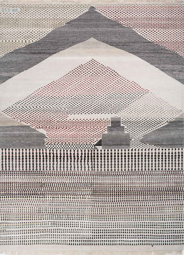 freedom manchaha ivory wool and bamboo silk hand knotted Rug - HeadShot