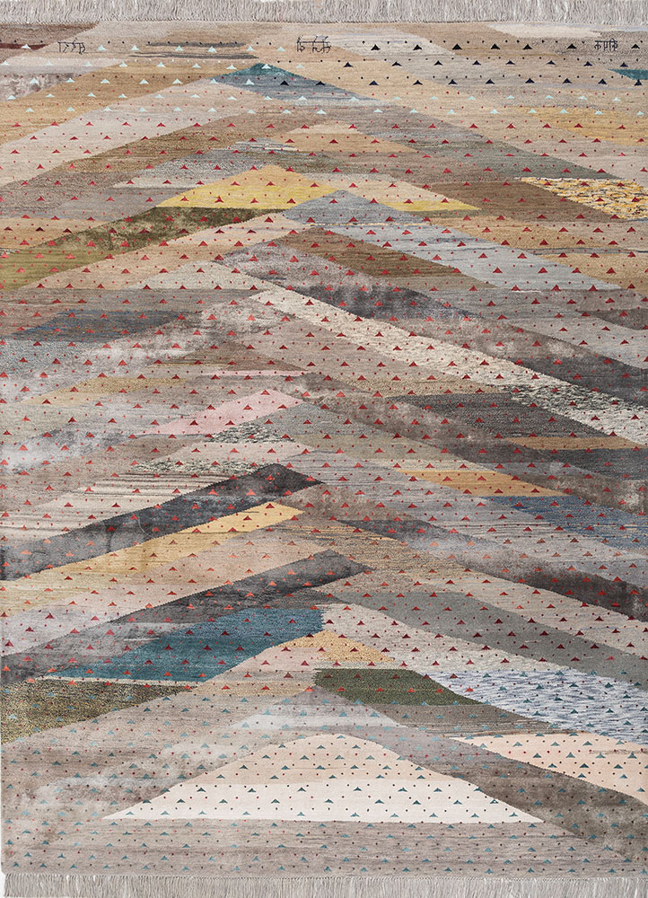 freedom manchaha beige and brown wool and bamboo silk hand knotted Rug - HeadShot