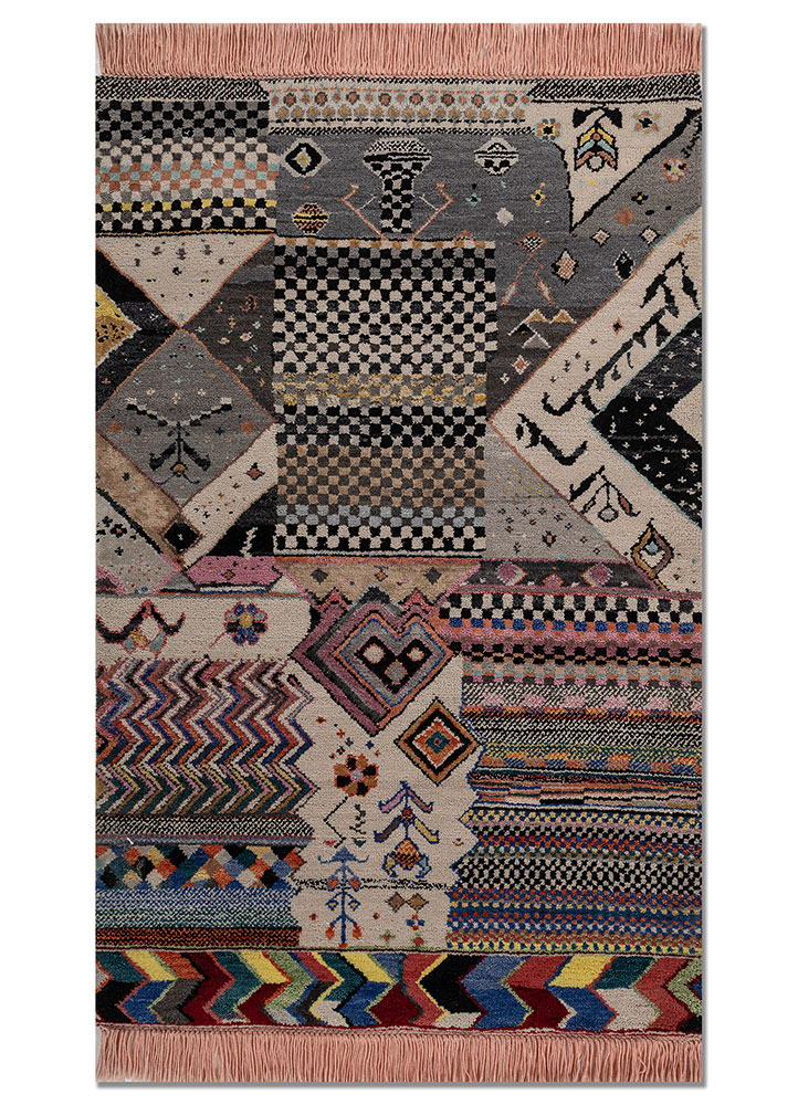 manchaha grey and black wool and bamboo silk hand knotted Rug - HeadShot