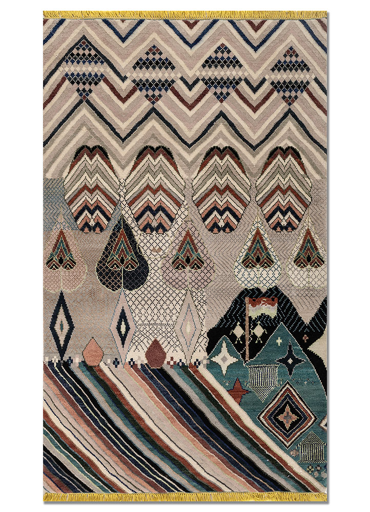 manchaha grey and black wool and bamboo silk hand knotted Rug - HeadShot