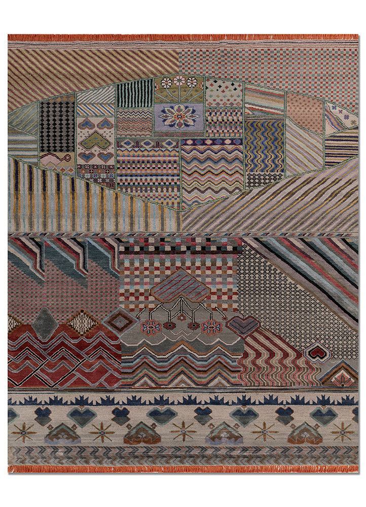 manchaha multi wool and bamboo silk hand knotted Rug - HeadShot