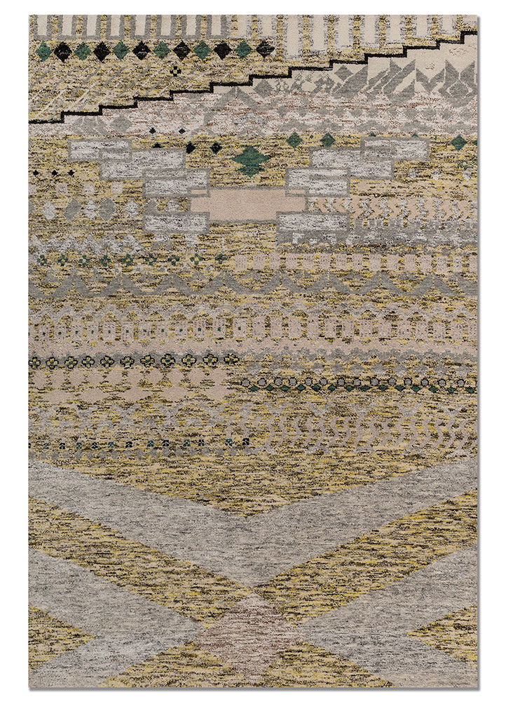 manchaha ivory wool hand knotted Rug - HeadShot