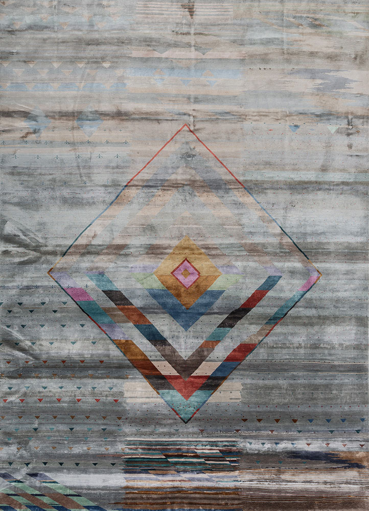 freedom manchaha ivory bamboo silk hand knotted Rug - HeadShot