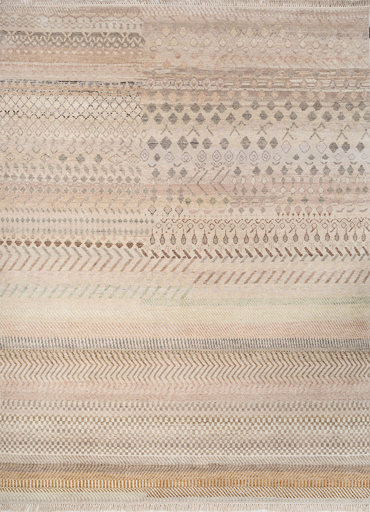 manchaha ivory wool hand knotted Rug - HeadShot