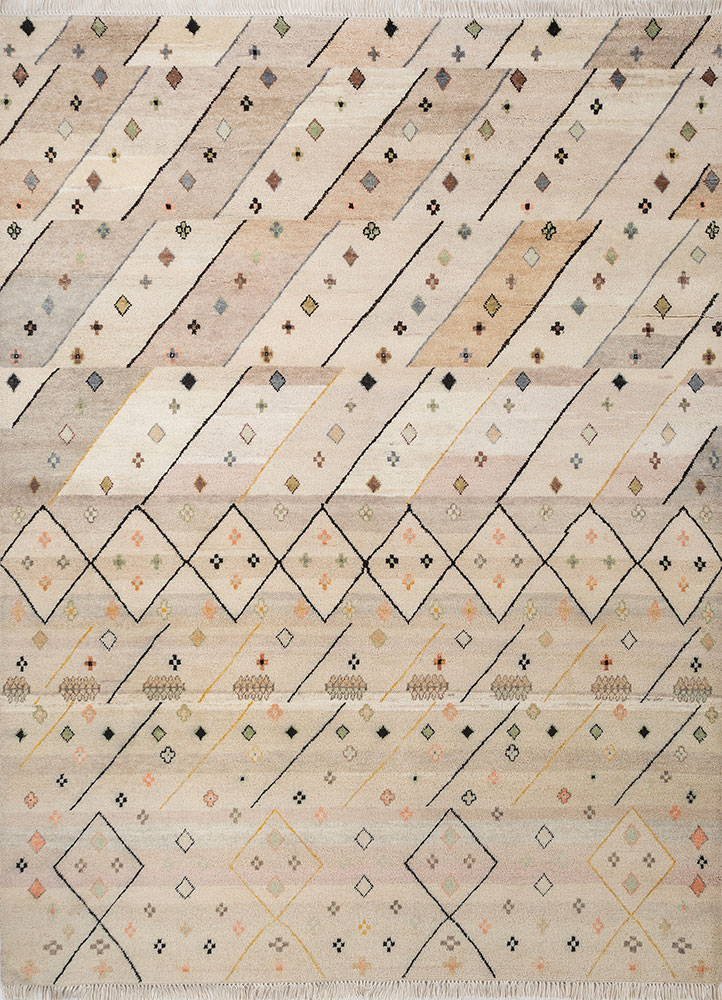 manchaha ivory wool hand knotted Rug - HeadShot