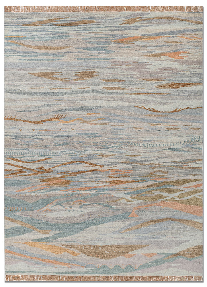 manchaha blue wool hand knotted Rug - HeadShot