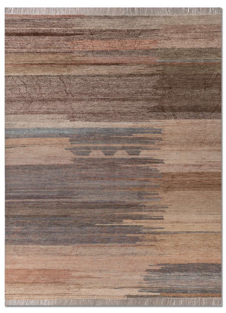 manchaha red and orange wool hand knotted Rug - HeadShot