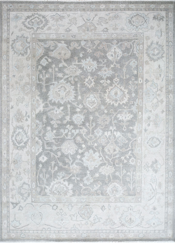 erbe grey and black wool hand knotted Rug - HeadShot