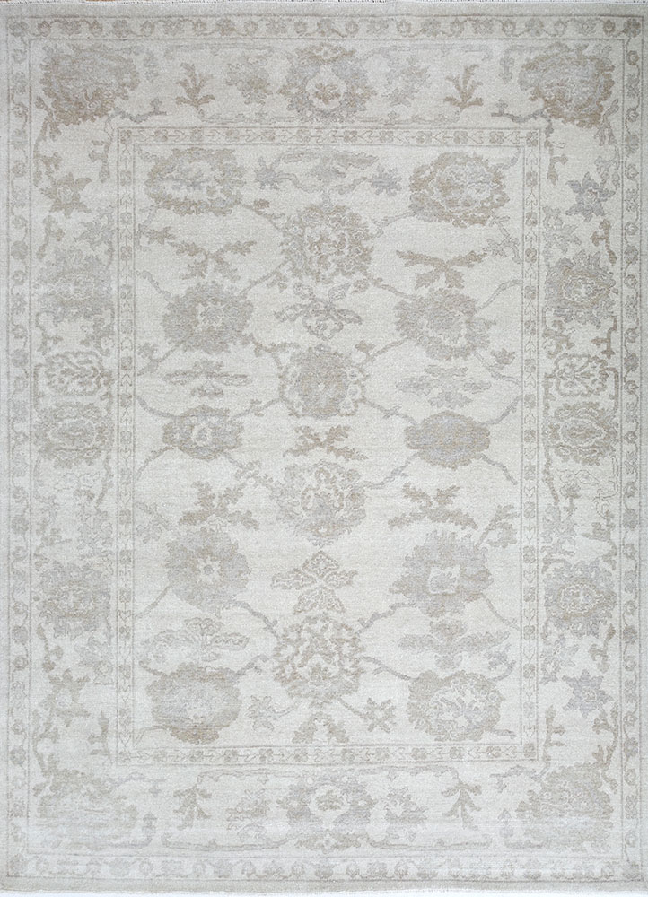 erbe ivory wool hand knotted Rug - HeadShot