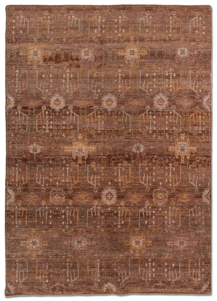 aprezo red and orange wool hand knotted Rug - HeadShot