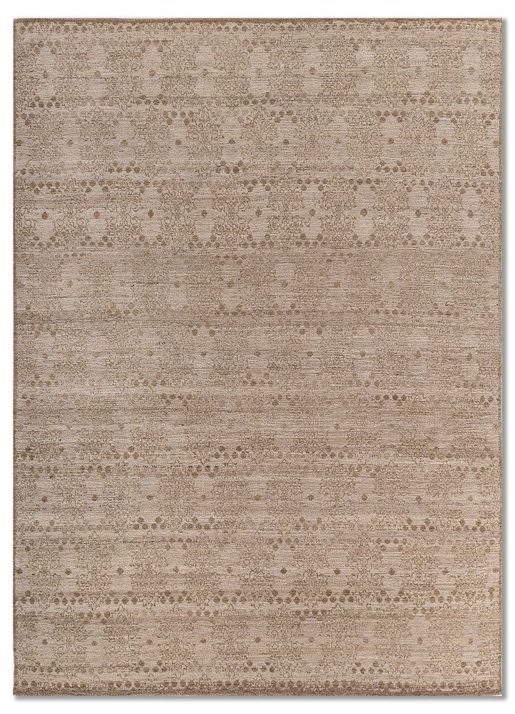 erbe beige and brown afghan wool hand knotted Rug - HeadShot