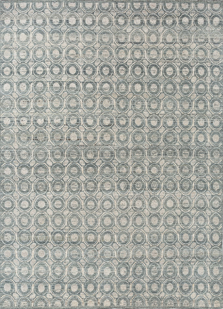 erbe blue afghan wool hand knotted Rug - HeadShot