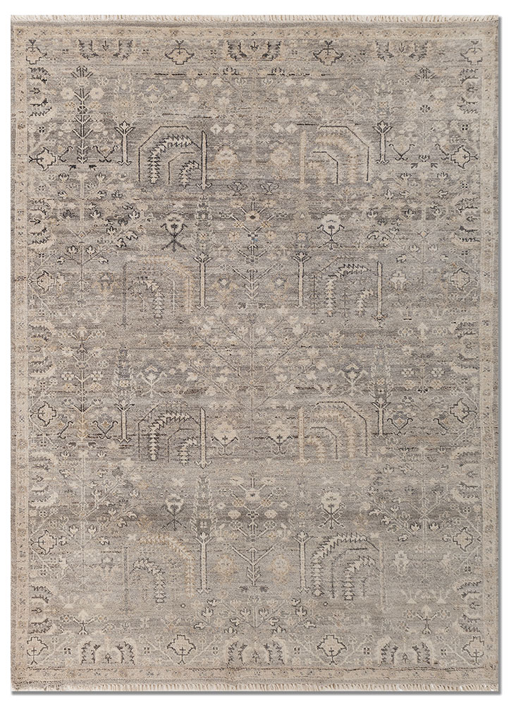 erbe grey and black afghan wool hand knotted Rug - HeadShot