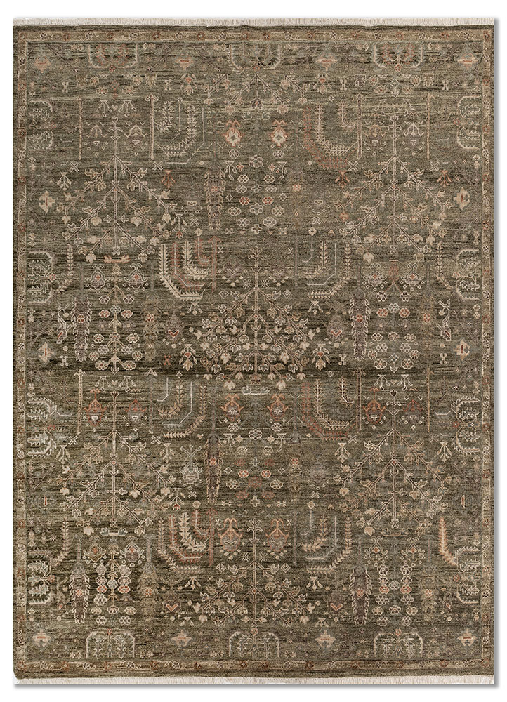 erbe green wool hand knotted Rug - HeadShot