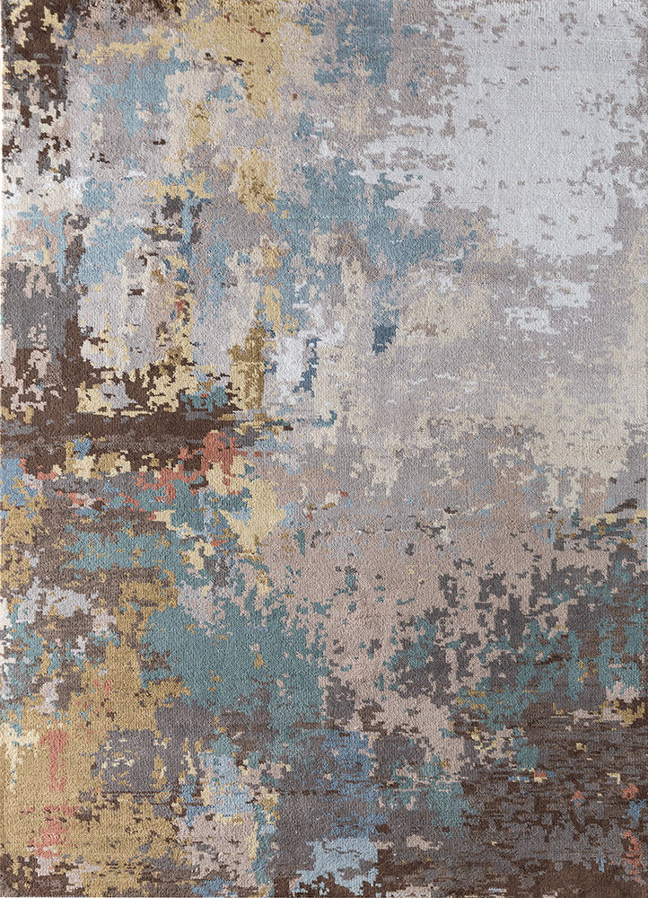 uvenuti grey and black polyester hand knotted Rug - HeadShot