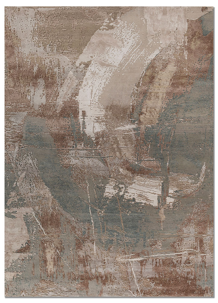 aprezo blue wool and bamboo silk hand knotted Rug - HeadShot