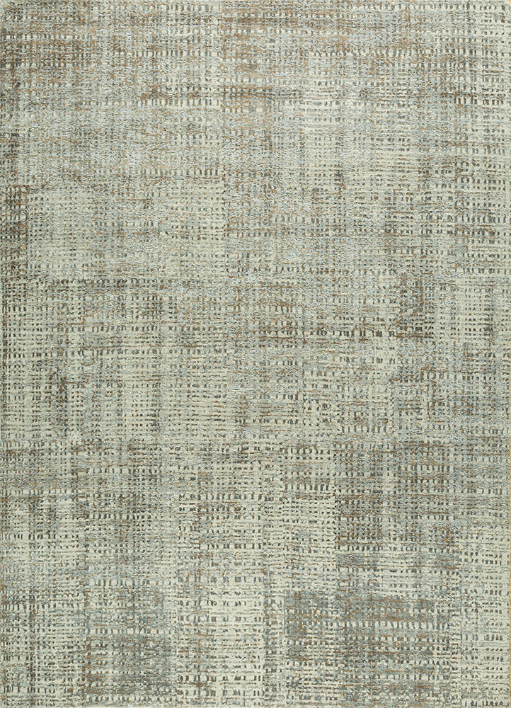 uvenuti beige and brown wool and bamboo silk hand knotted Rug - HeadShot
