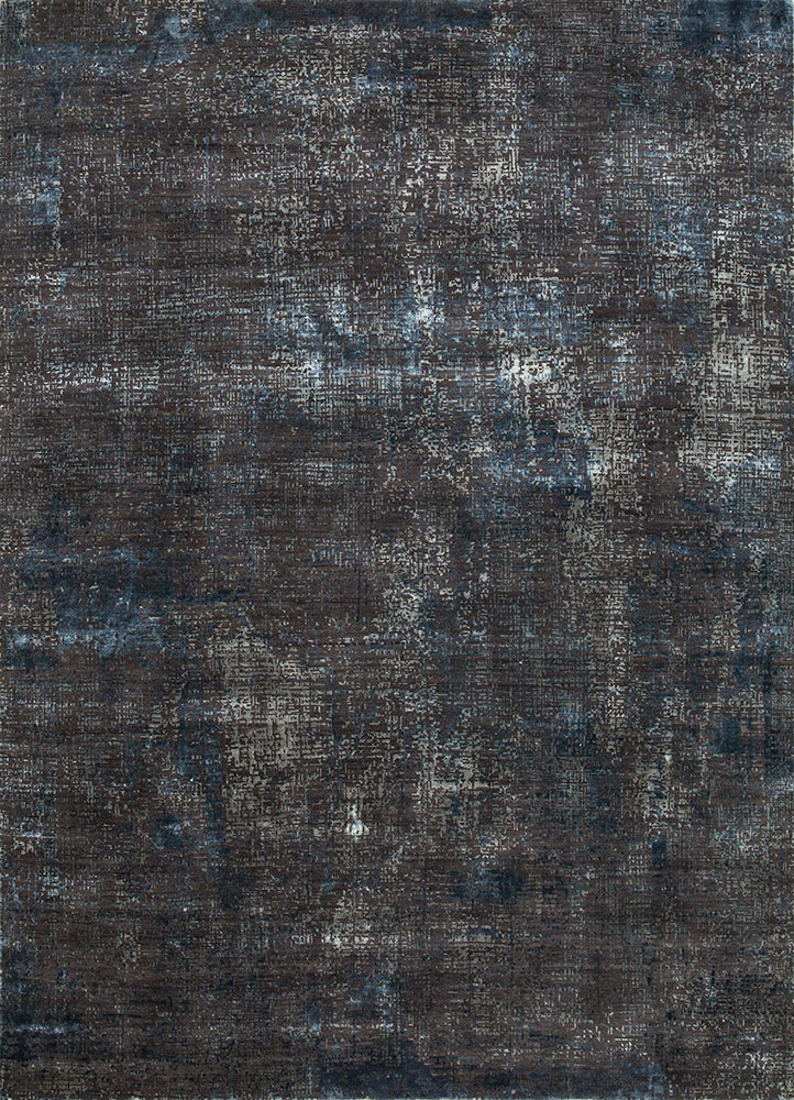 uvenuti grey and black wool and bamboo silk hand knotted Rug - HeadShot