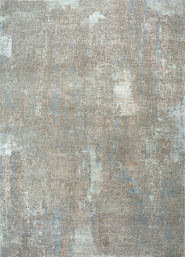 uvenuti grey and black wool and bamboo silk hand knotted Rug - HeadShot