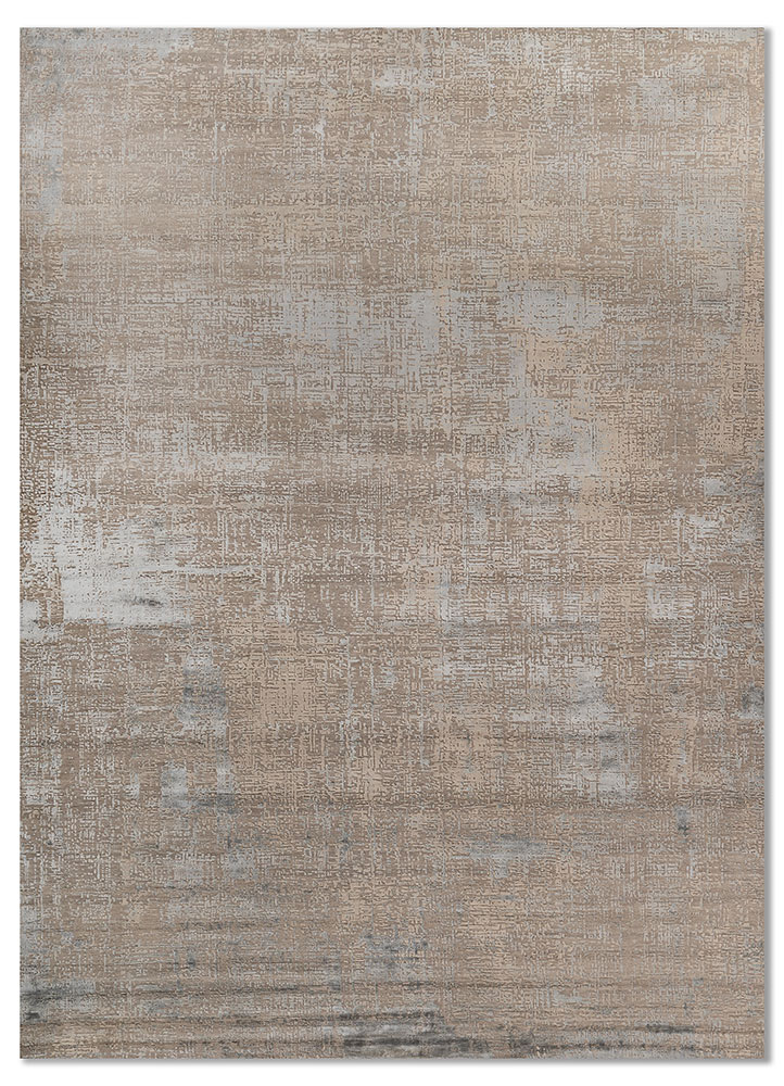 aprezo grey and black wool and bamboo silk hand knotted Rug - HeadShot