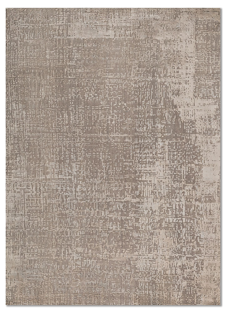 entropy ivory wool and bamboo silk hand knotted Rug - HeadShot