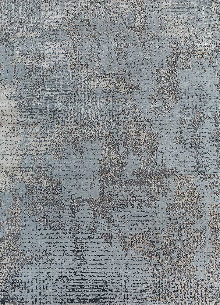 uvenuti blue wool and bamboo silk hand knotted Rug - HeadShot