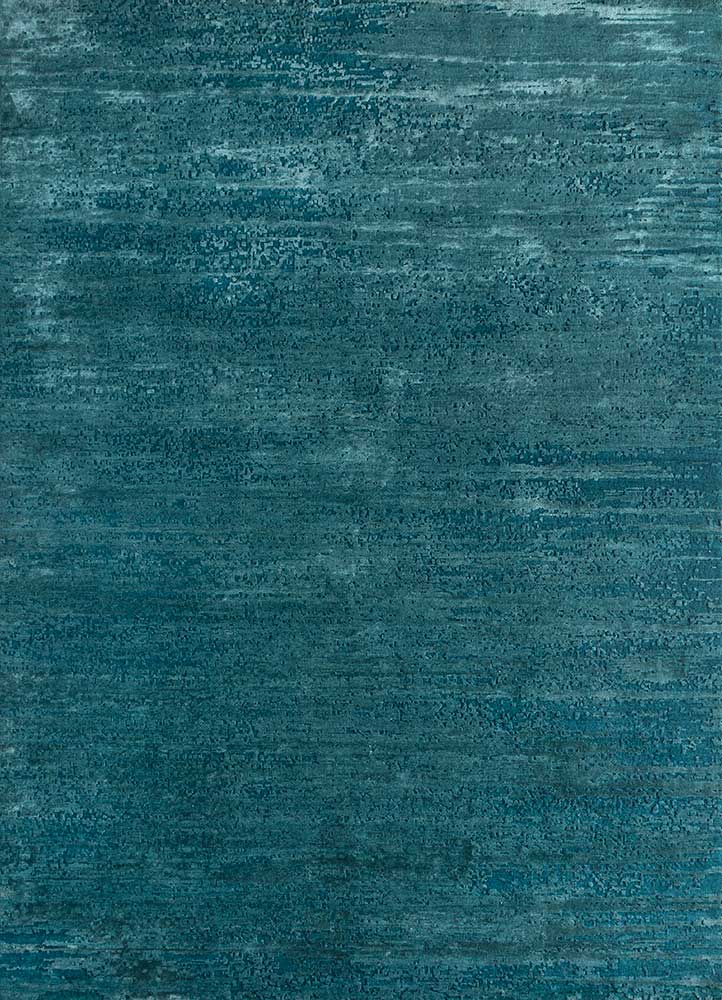 uvenuti blue wool and bamboo silk hand knotted Rug - HeadShot