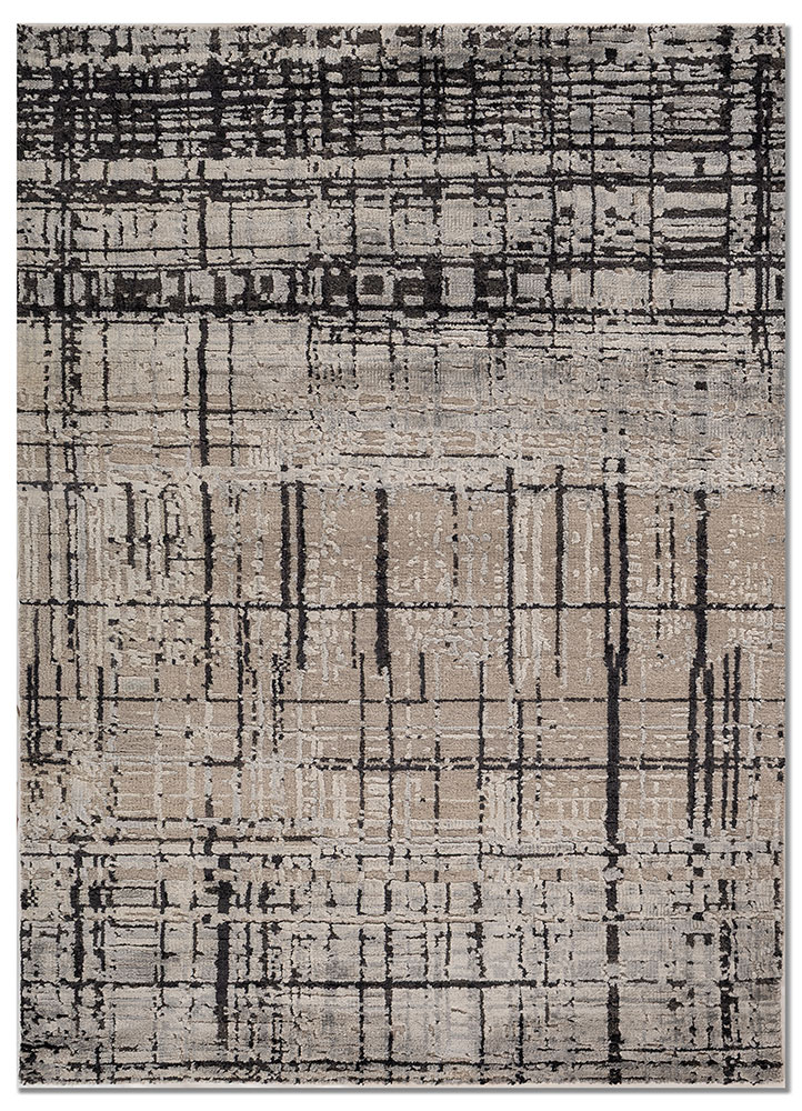 uvenuti grey and black wool and bamboo silk hand knotted Rug - HeadShot
