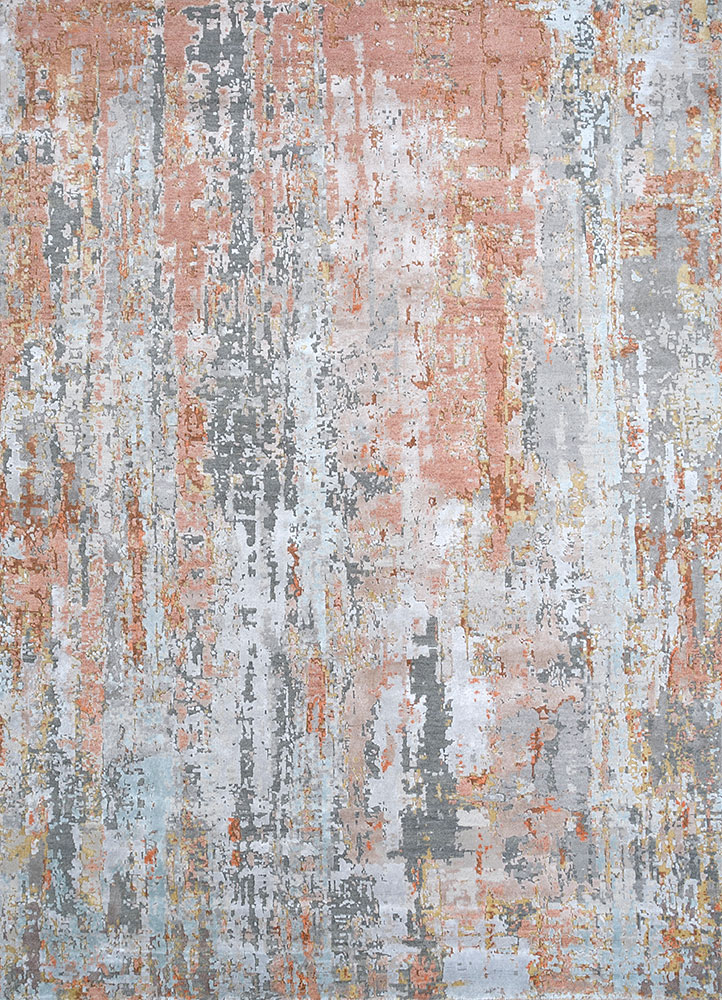 uvenuti grey and black wool and bamboo silk hand knotted Rug - HeadShot