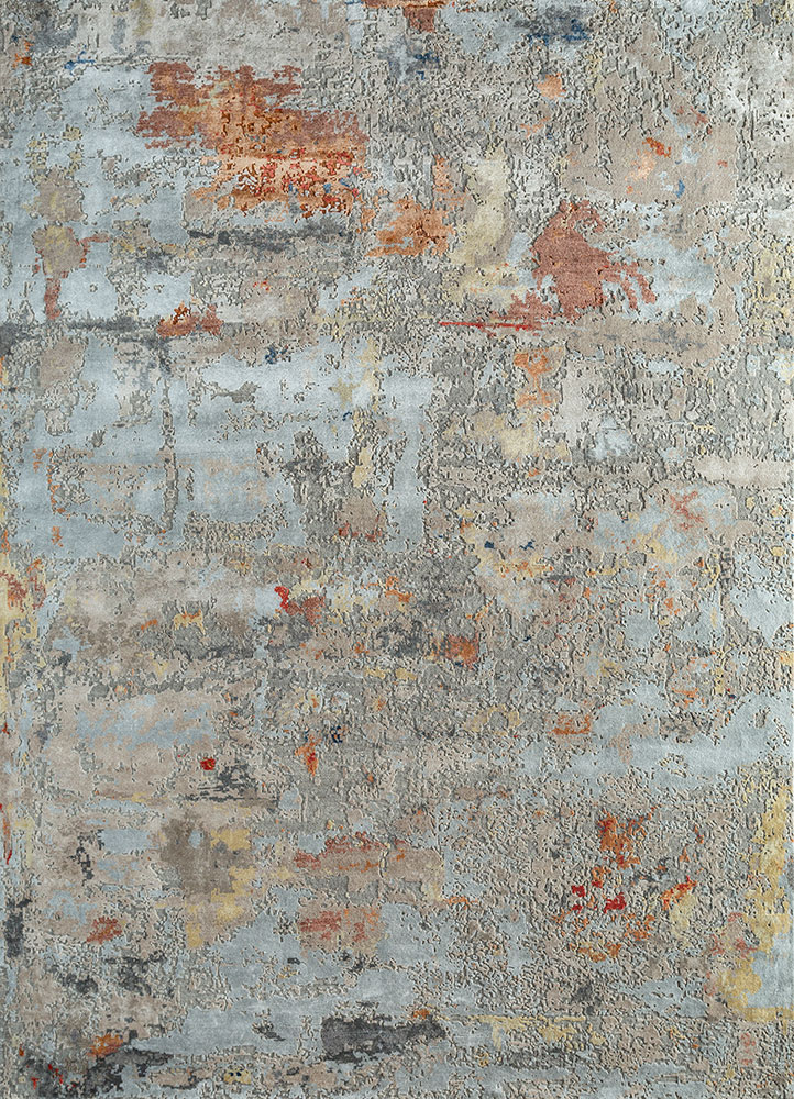 uvenuti blue wool and bamboo silk hand knotted Rug - HeadShot