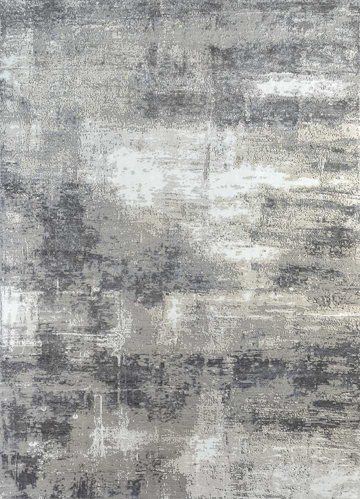 uvenuti grey and black wool and bamboo silk hand knotted Rug - HeadShot