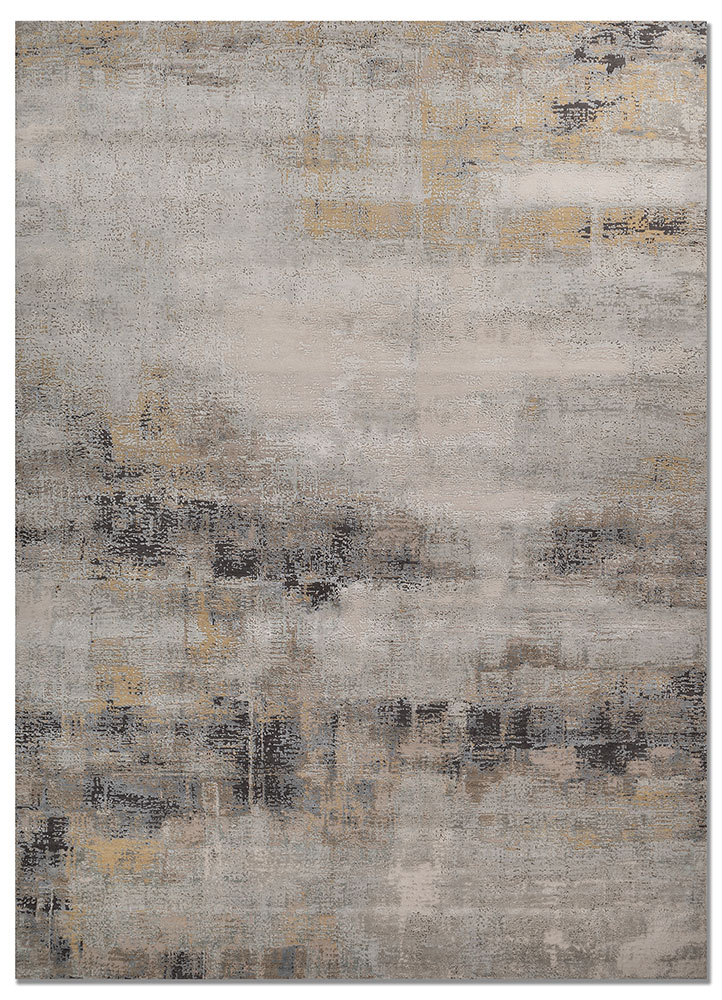 uvenuti grey and black wool and bamboo silk hand knotted Rug - HeadShot