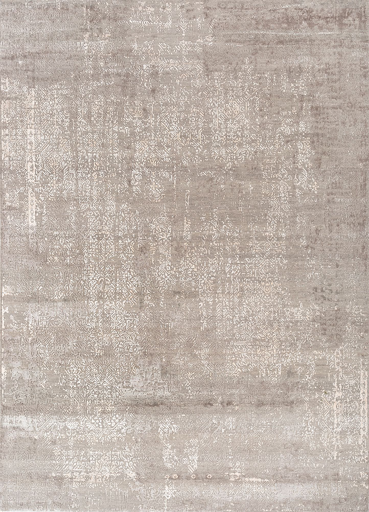 uvenuti grey and black wool and bamboo silk hand knotted Rug - HeadShot
