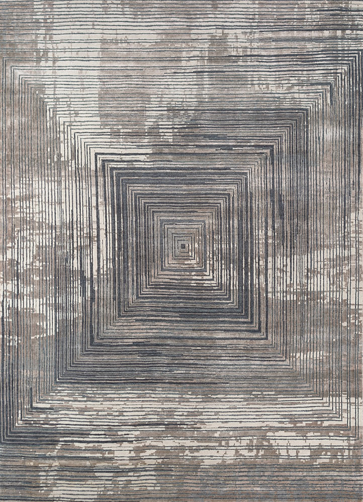 uvenuti blue wool and bamboo silk hand knotted Rug - HeadShot