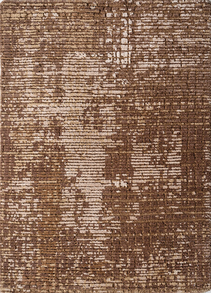 uvenuti beige and brown wool and bamboo silk hand knotted Rug - HeadShot