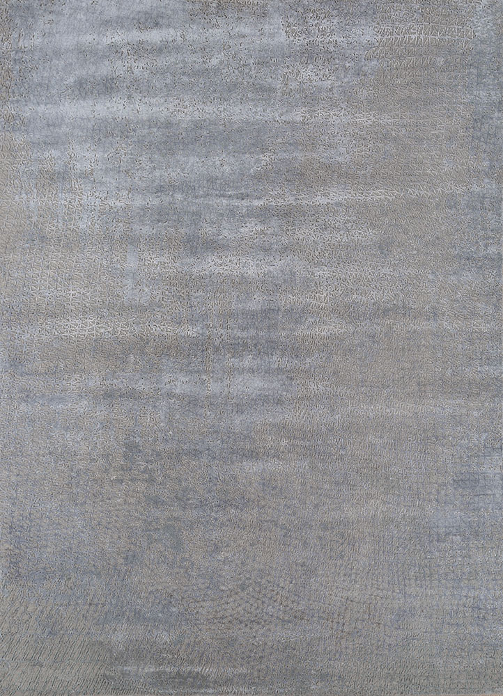 uvenuti grey and black wool and bamboo silk hand knotted Rug - HeadShot